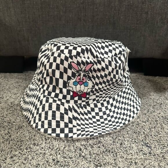 Disney Accessories - Disney Alice in Wonderland Black and White Checkered Bucket Hat - 59 cm